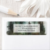 Étiquette Aquarelle Arbres Rustique Wilderness Mariage (En situation)