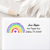 Étiquette Aquarelle arc-en-ciel avec coeur (En situation)