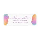 Étiquette Aquarelle Arc-En-Ciel Et Or Adresse de retour (Devant)