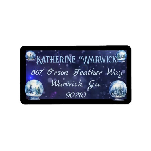 Étiquette Aquarelle artistique Snowglobes d'hiver (Devant)