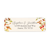 Étiquette Aquarelle Automne Feuilles Mariage Adresse de reto (Devant)