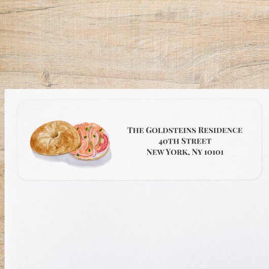 Étiquette Aquarelle Bagels Saumon de fumée