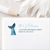 Étiquette Aquarelle Baleine Bleue (En situation)