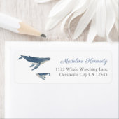 Étiquette Aquarelle Baleine Maman Et Bébé Adresse De Retour (En situation)