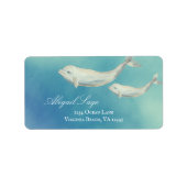 Étiquette Aquarelle Beluga Whale Maman et Calf Adresse (Devant)