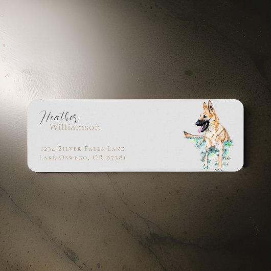 Étiquette Aquarelle berger allemand chien malinois