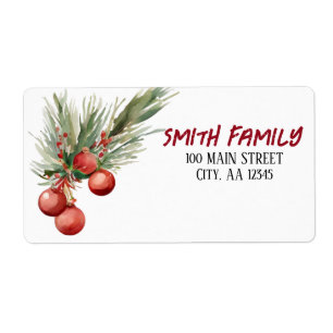 Étiquette Aquarelle Berries de Noël