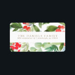 Étiquette Aquarelle Berries d'hiver et verdure<br><div class="desc">Mettez en valeur votre photo de famille préférée sur vos cartes de fin de année cette saison ! Que vous fêtiez Noël, Hanoukka ou que vous souhaitiez simplement envoyer un message de voeux de Nouvel An à vos amis et votre famille, Blush Paper Co. a la carte de vacances parfaite...</div>