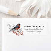 Étiquette Aquarelle Berries Winter Bird Adresse de retour (En situation)