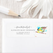 Étiquette Aquarelle Bird In Love Mémoire Funérailles (En situation)