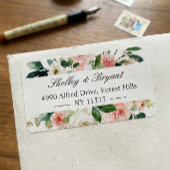 Étiquette Aquarelle blanche rose pâle Adresse florale