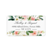 Étiquette Aquarelle blanche rose pâle Adresse florale (Devant)