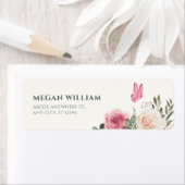 Étiquette Aquarelle blanche rose Roses floraux (En situation)