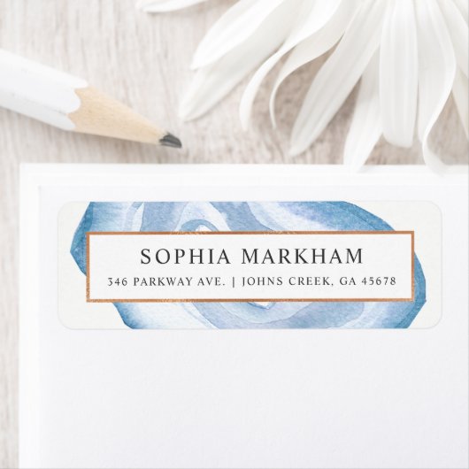 Étiquette Aquarelle | Bleu | (En situation)