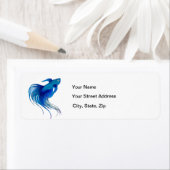 Étiquette Aquarelle bleu Betta Fish (En situation)