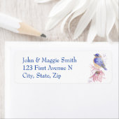 Étiquette Aquarelle Bleu Bleu Oiseau de l'Est (En situation)