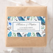 Étiquette Aquarelle bleu Boho Aztec - Mariage (En situation)