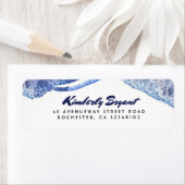 Étiquette Aquarelle bleu cristal Mariage moderne (En situation)