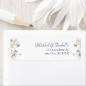 Étiquette Aquarelle bleu et bleu Rose avec verdure (En situation)