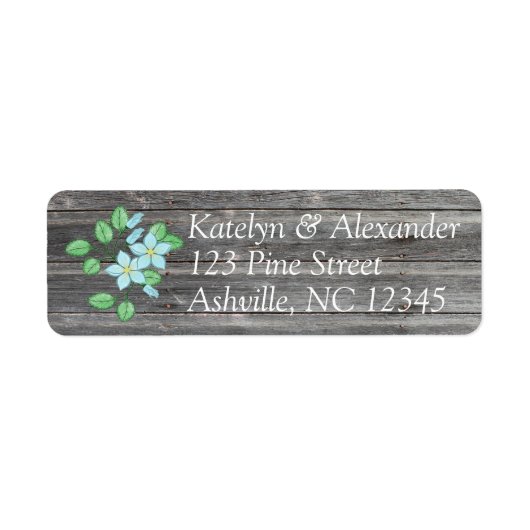 Étiquette Aquarelle Bleu Floral Pays Thème (Devant)