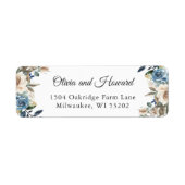 Étiquette Aquarelle bleu foncé Beige Rustique Boho Floral (Devant)