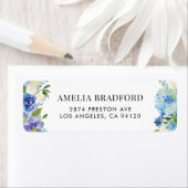 Étiquette Aquarelle bleu Hydrangée Florale (En situation)