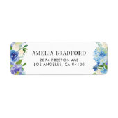 Étiquette Aquarelle bleu Hydrangée Florale (Devant)