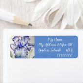 Étiquette Aquarelle bleu Iris Floral Retourner l'adresse Éti (En situation)