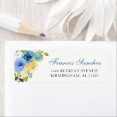 Étiquette Aquarelle Bleu Jaune Fleurs du Jardin Botanique (En situation)