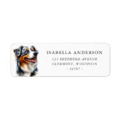 Étiquette Aquarelle bleu Merle Australian Shepherd (Devant)