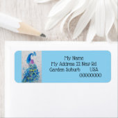 Étiquette Aquarelle bleu Peacock Retourner l'adresse Étiquet (En situation)