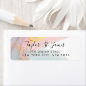 Étiquette Aquarelle bleu rose or Calligraphie (En situation)