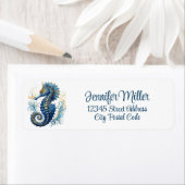 Étiquette Aquarelle bleu sehorse design (En situation)