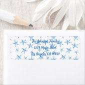 Étiquette Aquarelle bleu silhouette de l'étoile de mer (En situation)