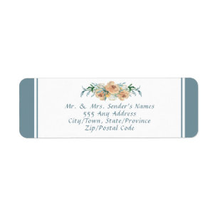 Étiquette Aquarelle bleu-vert Taupe Mariage floral