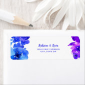 Étiquette Aquarelle bleu violet Floral Adresse de retour (En situation)