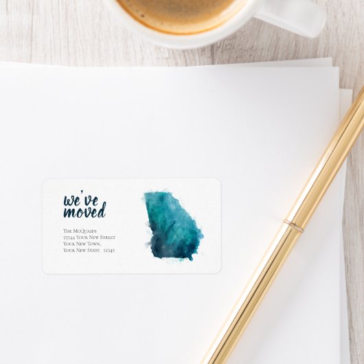 Étiquette Aquarelle bleue déplacée Géorgie