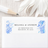 Étiquette Aquarelle bleue Merci Mariage moderne (En situation)