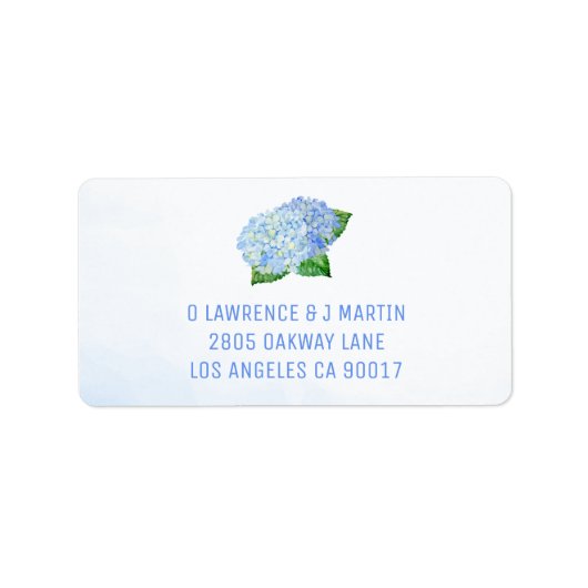 Étiquette Aquarelle Blue Hydrangeas (Devant)