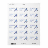 Étiquette Aquarelle Blue Jay Bird Adresse personnalisée (Feuille entière)