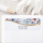 Étiquette Aquarelle Blue Rose Floral Adresse de retour Label (En situation)