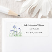 Étiquette Aquarelle Bluebells Flowers Adresse de retour (En situation)