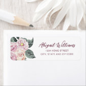 Étiquette Aquarelle Blush Rose Roses Adresse de retour (En situation)