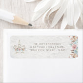 Étiquette Aquarelle BOHO Bois rustique Unicorne florale (En situation)