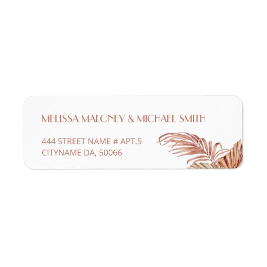 Étiquette Aquarelle Boho Floral Teracotta (Devant)