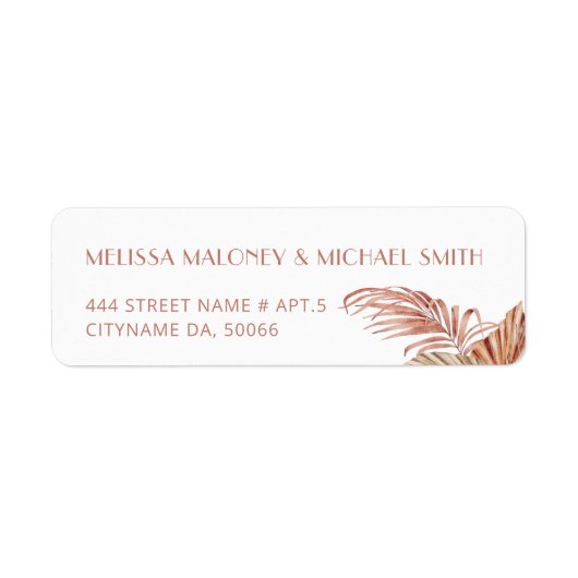 Étiquette Aquarelle Boho Floral Teracotta (Devant)