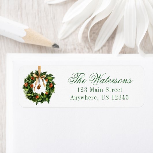 Étiquette Aquarelle Boho Orange Slice Wreath Noël (En situation)