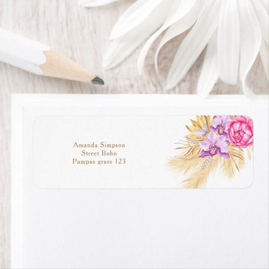 Étiquette Aquarelle boho pampas herbe - Baby shower (En situation)