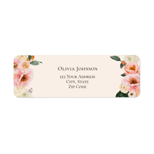 Étiquette Aquarelle Boho rose Fête des mariées florale (Devant)