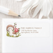 Étiquette Aquarelle Bois Champignons Adresse de retour (En situation)